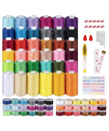 ilauke 72Pcs Sewing Thread, 700Yards 36Colors Prewound Bobbins and Thread Spools per Polyester Sewing Thread Spools, Machine Thread for Sewing Brother Singer Janome Machine with Sewing Supplies