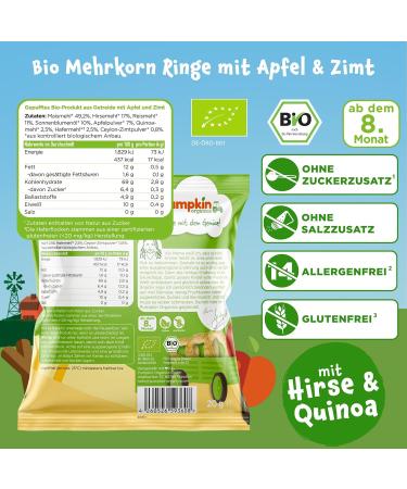Buy Pumpkin Organics Multigrain Rings - Apple & Cinnamon 20g (Pack of 12) | Healthy Snack for Kids - International Shipping Available - Buy Online on GoSupps.com