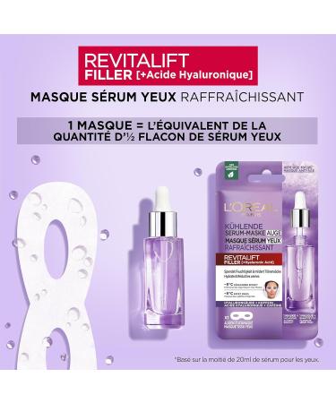 L'Or al Paris - Anti-Wrinkle Eye Care Ritual - With Hyaluronic Acid & Caffeine - 1x Triple-Ball Roller Serum (20 ml) & 2x Sheet Masks - Revitalift Filler - Buy Online on GoSupps.com