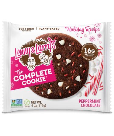 Lenny & Larry's The Complete Cookie, Peppermint Chocolate, Soft Baked, 16g Plant Protein, Vegan, Non-GMO, 4 Ounce Cookie (Pack of 12) Peppermint Chocolate 4 Ounce (Pack of 12)