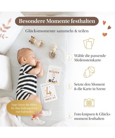 Eulentaler Milestone Cards Set | Boho Style Baby Milestones | 48 Cards Gift Box for Boys & Girls | Perfect for Birth & Baby Parties - Buy Online on GoSupps.com