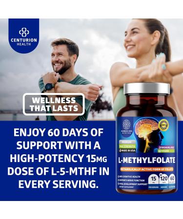 Number One Nutrition Premium L-Methylfolate 12.75MG, Extra Strength 5-MTHF Active Methylfolate Supplement for Energy and Cognitive Support, Gluten-Free and Non-GMO, 120 Capsules - Buy Online on GoSupps.com
