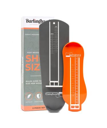 Burlingham's Shoe Size Measuring Devices For Adults and Kids - Accurate, Easy To Use Foot Measuring Device Set - Never Order The Wrong Size Shoes Again With This Shoe Sizer Tool - 2 Pack