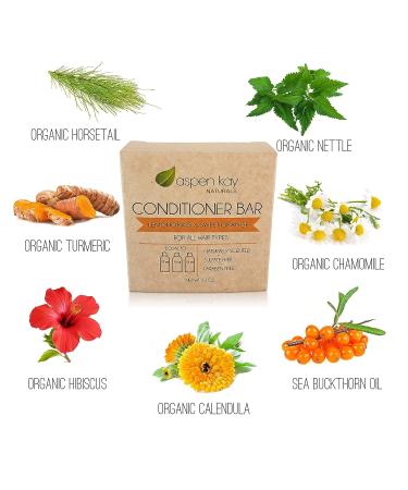 Organic Solid Conditioner Bar for All Hair Types - Sulfate-Free, Cruelty-Free & Vegan - 2.3 oz (Lemongrass & Sweet Orange) - Buy Online on GoSupps.com
