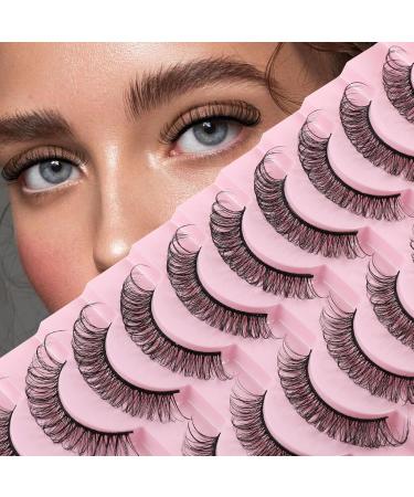 Russian D Curl Fluffy Wispy False Eyelashes - 10 Pairs Reusable 3D Faux Mink Lashes for a Natural Look | SJ27 - Buy Online on GoSupps.com