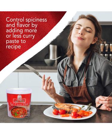 Mae Ploy Red Curry Paste - Authentic Thai Blend for Curries and Dishes | 14oz Tub - No MSG, Preservatives, or Artificial Coloring - Buy Online on GoSupps.com
