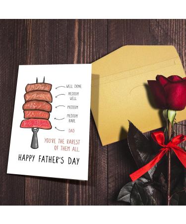 Nchigedy Funny Steak Father's Day Card | Cute Gift from Daughter or Son | You're the Rarest of Them All #14 | International Shipping Available - Buy Online on GoSupps.com