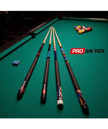 ProSniper Pool Cue Set - 4 Canadian Maple Wood Cues with Chalk - Durable & Unique Design for Professional Billiard Players - Buy Online on GoSupps.com
