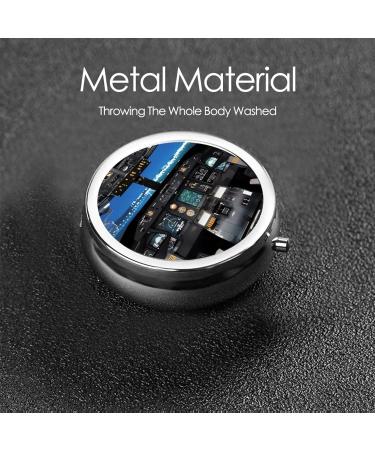 Airplane Cockpit Portable Metal Pill Box - Round Mini 3-Compartment Travel Organizer for Small Pills - Hinged Fastening Design - Black - Buy Online on GoSupps.com