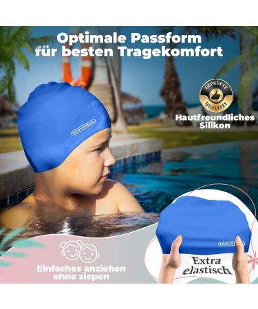 Buy Kidverse Waterproof Bathing Cap for Kids | UV Protection & Non-Slip Design - Dark Blue Silicone Swimming Cap - Buy Online on GoSupps.com