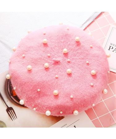 ZARSIO Women's Pearl Beret Cap - French Style Artist Beanie in Elegant Pink - Buy Online on GoSupps.com