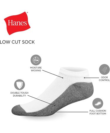 Hanes Men's Max Cushion Low Cut Socks 6-Pair Pack - Black/Grey (Size 6-12) - Buy Online on GoSupps.com