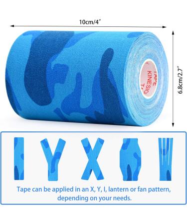 Gstream 3 Pack Pro Kinesiology Athletic Tape - Waterproof Muscle Support Adhesive Tape for Pain Relief - Blue Camo - 4in x 5.5yd - Buy Online on GoSupps.com