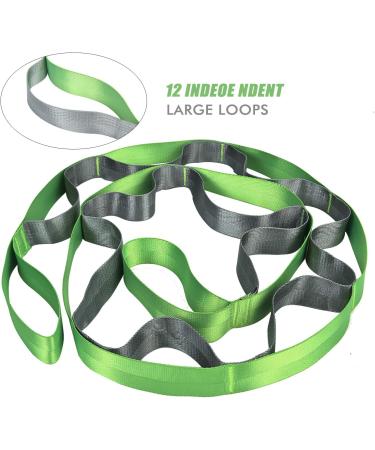 SANKUU Stretching Strap with 12 Loops + Workout Poster | Non-Elastic Yoga Straps for Physical Therapy & Exercise | Green Hamstring Stretcher for Pilates, Dance, Gymnastics | Women & Men - Buy Online on GoSupps.com