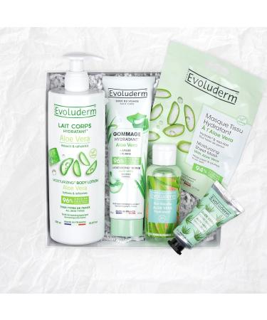 EVOLUDERM 100% Aloe Vera Gift Box 5 products + Shower Flower Natural Origin Vegan Made in France Ros a Box Gift Idea Ideal Christmas Birthday Mother s Day gift - Buy Online on GoSupps.com