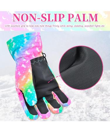 PAMAID Kids Winter Snow Gloves - Waterproof Ski Gloves for Girls | Outdoor Windproof Warm Snowboard Gloves - Rainbow (Medium) - Buy Online on GoSupps.com