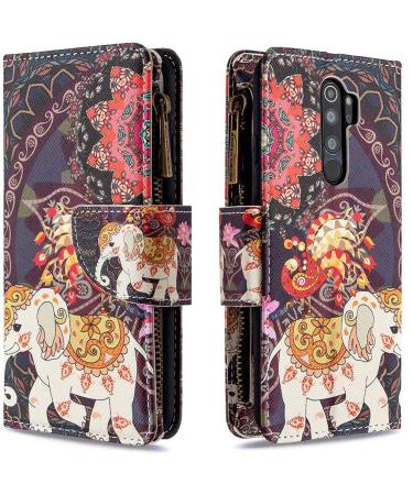Miago 9 Card Slots Leather Cover for Xiaomi Redmi Note 8 Pro - Colorful Zip Flip Wallet Case & Protective PU Leather Shell - Buy Online on GoSupps.com