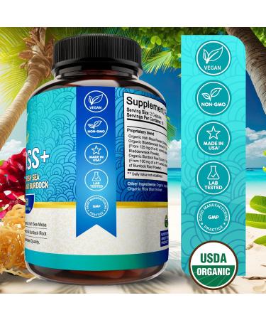 NutriFlair Organic Sea Moss 1600mg 120 Capsules Plus Bladderwrack & Burdock - Prebiotic Super Food - Immune System & Digestive Health - Thyroid Healthy Skin Keto Detox Gut - Buy Online on GoSupps.com
