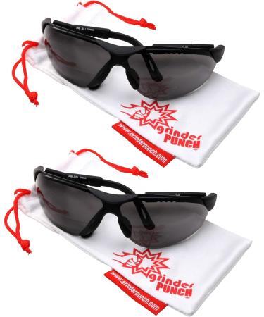 Buy grinderPUNCH Bifocal Safety Glasses - 2 Pairs with Black Lenses & Adjustable Temples (+2.50 Diopter) | International Shipping Available - Buy Online on GoSupps.com
