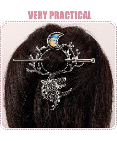 minkissy Viking Wolf Moon Hair Clips: Vintage Celti-c Knot Shawl Hairpins Retro Silver Alloy Viking Hair Barrette Hair Sticks for Women Girls Birthday Jewelry Accessories - Buy Online on GoSupps.com