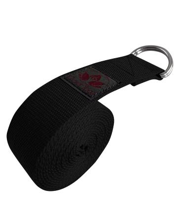 Clever Yoga Strap for Stretching  Yoga Straps in Standard 8 Foot or Extra Long 10 Foot Length 1.5 Inch Wide - Yoga Stretching Strap Thick Durable Cotton with Adjustable D-Ring Black 96 Inches - Buy Online on GoSupps.com