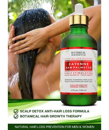 Botanical Hair Growth Treatment | Cayenne & Saw Palmetto Oil | Anti-Thinning Pre-Shampoo for Women & Men - 4 Fl Oz - Buy Online on GoSupps.com