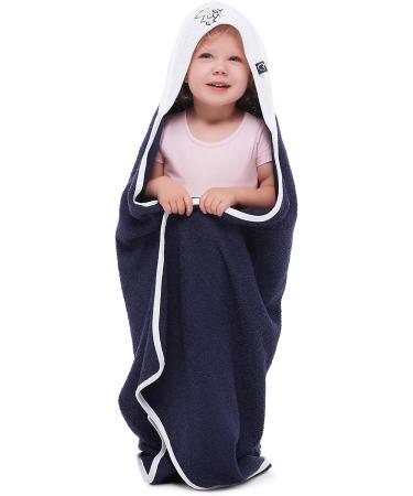 Be Mammy Dark Blue Bear Hooded Baby Towel - 100cm x 100cm Cotton Oeko-Tex Standard 100 - Perfect for Newborns & Toddlers - International Shipping Available - Buy Online on GoSupps.com