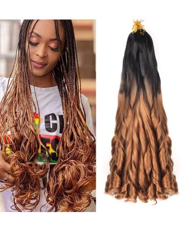 Ainimiu French Curly Braiding Hair 22 Inch 8 Packs - Pre Stretched Bouncy Braiding Hair- Loose Wavy Braiding Hair Synthetic Hair Extensions for Black Women 22 Inch(pack of 8) 1B/30