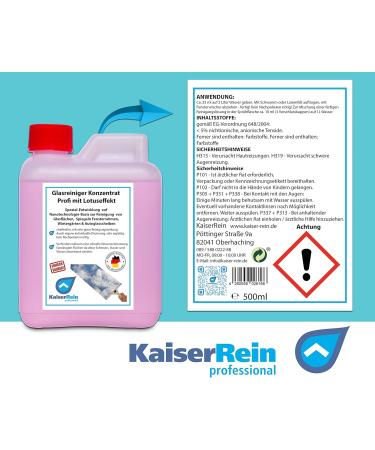 Kaiserein Professional Glass Cleaner & Window Cleaner Concentrate 500ml - Lotus Effect for Smooth & Glass Surfaces - Buy Online on GoSupps.com