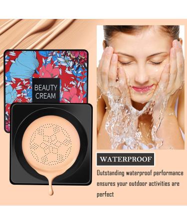 PICKX Mushroom Head Air Cushion BB Cream Concealer Lasting Nude Makeup Moisturizing Brightening Pigment CC Liquid Foundation Even Skin Tone Makeup Base Primer (C-lvory) - Buy Online on GoSupps.com