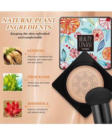 T te de Champignon Air Cushion CC Cream Fond de Teint Correcteur BB Cr me CC Cr me Fondation Hydratant Longue Dur e Couverture Compl te de La Base de Maquillage Impeccable (Naturel) Naturel 20 g (Lot de 1) - Buy Online on GoSupps.com