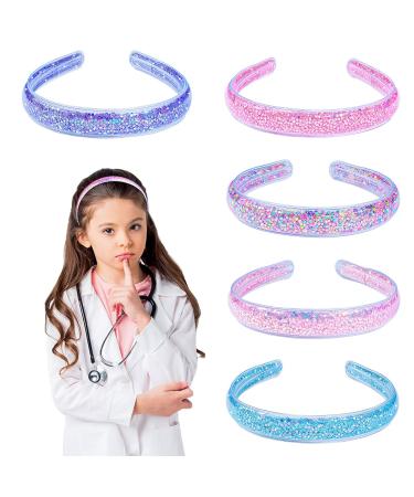 YQC 5 PCS Glitter Headbands for Girls -Cute Sparkly Headband for Kids -Girl Shiny Stars Head Bands -Sequin Anti-slip Headband for Little Girl Hair Accessories