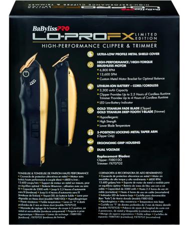BaBylissPRO Limited Edition LO-PROFX High Performance Clipper and Trimmer - Gold - Buy Online on GoSupps.com