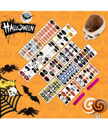 SOGAYU Halloween Nail Wraps Art Stickers - Pumpkin Bat Ghost Spider Vampire Pattern - 12 Sheets with 2 Nail Files (168 Pieces) - DIY Self-Adhesive Nail Decals for Party Decor - Buy Online on GoSupps.com
