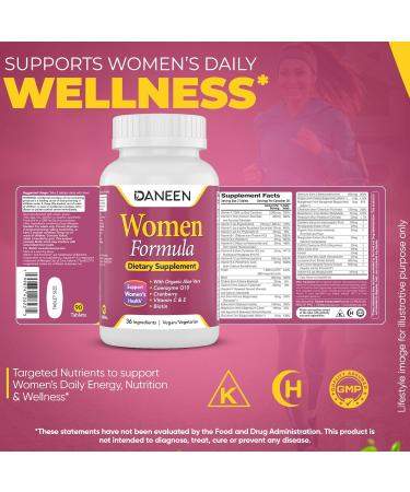 DANEEN Daily Multivitamin for Women - 36 Essential Ingredients - 90 Tablets - Vitamins for Women Multivitamin for Overall Wellness - Buy Online on GoSupps.com