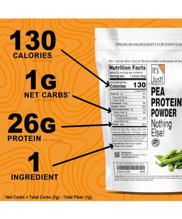 It's Just! - 100% Pea Protein Vegan Plant Based Grown in Canada Premium Quality Smooth Texture Non-GMO Gluten Free Keto Friendly (1.5 Pound Unflavored) Unflavored 1.5 Pound (Pack of 1) - Buy Online on GoSupps.com