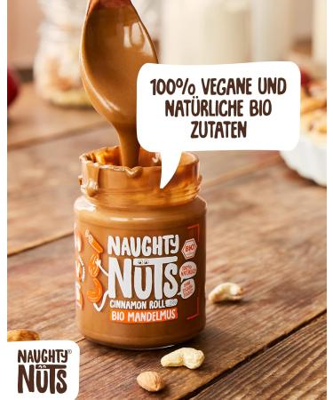 Naughty Nuts Bio Mandelmus Cinnamon Roll - 100% Natural & Vegan Almond-Cinnamon Spread | No Palm Oil & Sugar | Perfect Topping for Muesli | 250g - Buy Online on GoSupps.com