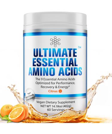 Ultimate 100% Essential Amino Acids Powder Citrus Flavor 60 (5g) Servings BCAA Plus L-Lysine L-Threonine L-Phenylalanine L-Methionine L-Histidine & L-Tryptophan Nutritional Supplement Citrus (60 servings)