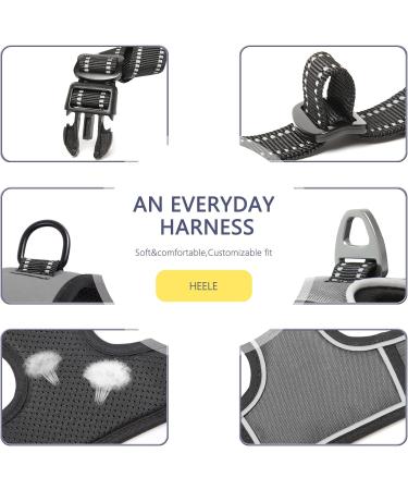 Heele No-Pull Dog Harness for Small Dogs | Adjustable Reflective & Breathable with Padded Handle | S-Breastfall 35-61cm - Gray - Buy Online on GoSupps.com
