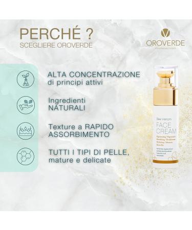  OROVERDE OROVERDE Cosmeceuticals Bee Venom Face Cream 50 ml Intensive Anti-Aging Face Cream with Filler Effect - Bee Venom 3 Molecular Weights of Hyaluronic Acid CBD Vitamins E B3 and B5 - Made in Italy - Buy Online on GoSupps.com