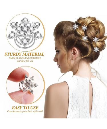 Lurrose 10pcs Crystal Spiral Hair Clips - Elegant Snowflake Hairpins for Women, Bridesmaid, and Bride - Buy Online on GoSupps.com