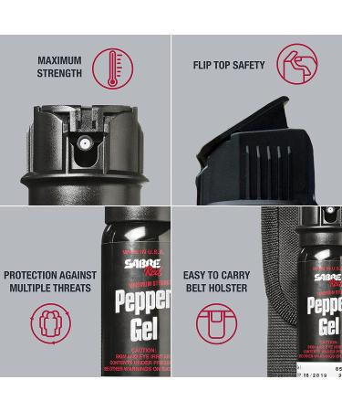 SABRE Tactical Pepper Gel With Belt Holster For Easy Carry, Maximum Police Strength OC Spray, Quick Access Flip Top Safety, Tactical Design For Security Professionals, 18 Bursts, 18-Foot Range - Buy Online on GoSupps.com