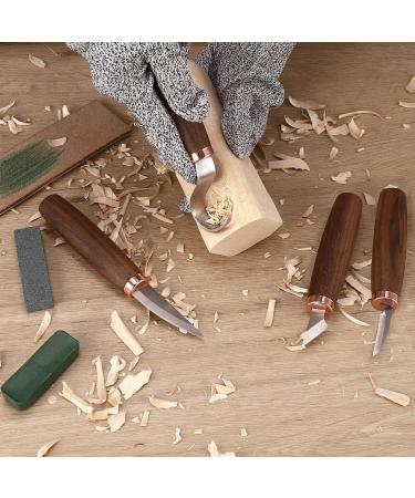 11PCS Wood Carving Tools Kit with Black Walnut Handle Knife, Whittling Knife, Hook Knife, Sharpening Stone, Gloves - Ideal for Beginners - Buy Online on GoSupps.com