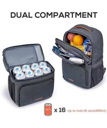 TOURIT Double Decks Insulated Backpack Cooler - Waterproof & Lightweight for Men | Camping, Picnic, Hiking, Beach, Park - Dark Gray - Buy Online on GoSupps.com