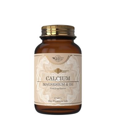 Sky Premium Life Calcium Supplement - 60 Calcium Magnesium and Vitamin D3 Tablets for Healthy Bones Teeth Muscles - Calcium and Vitamin D Supplement 1 Month Supply