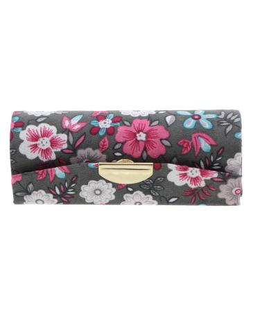 Motique Accessories Pattererned Floral Fabric Lipstick Case with Mirror for Purse-Grey
