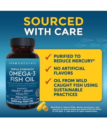 Viva Naturals Omega 3 Fish Oil - 180 Capsules for Heart & Joint Health - Buy Online on GoSupps.com