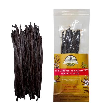 11 Extra Large Vanilla Beans Grade A - NON-GMO Fresh Vanilla Bean pods, "6-8" Inches Vanilla Bean, Vanilla Beans For Making Vanilla Extract Grade A 11 Count (Pack of 1)