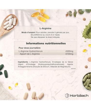 L-Arginine | 365 Comprim s V gans | 4500 mg de L-Arginine HCL par Dose Journali re | Base d Arginine HCl pour une Biodisponibilit Maximale | Suppl ment Hautement Dos | Horbaach - Buy Online on GoSupps.com
