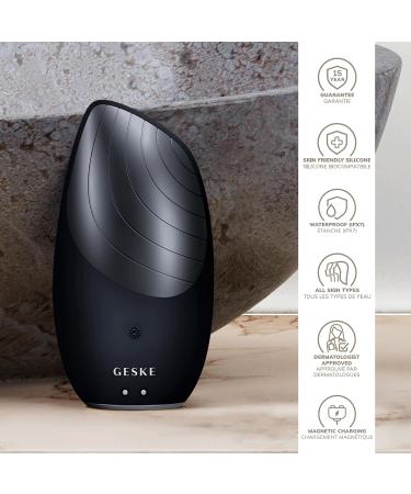 Geske SmartAppguided Sonic Thermo Facial Brush - 6 in 1 Heated Cleaning & Massage Device for Radiant Skin | Black Electric Facial Brush - Buy Online on GoSupps.com